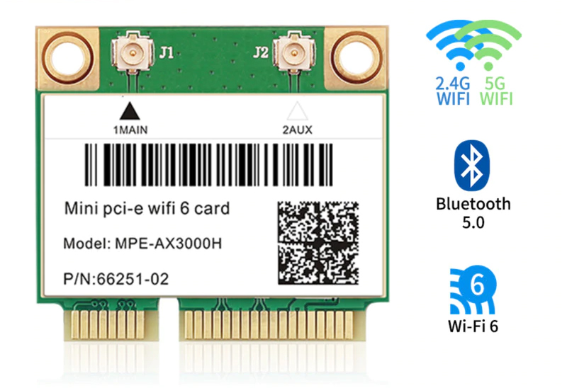 WiFi6 Bezvada Tīklakarte AX, AC Mini PCI-E Bluetooth 5.0 MPE-AX3000H