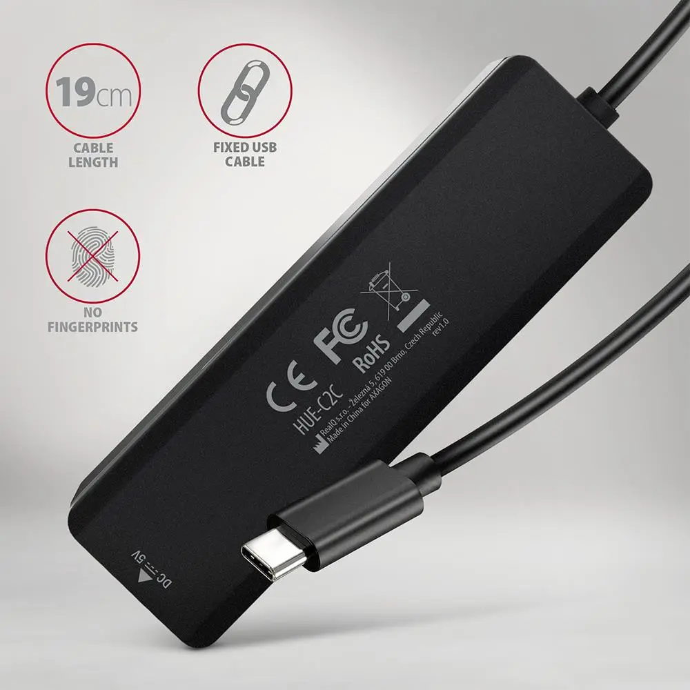 I/O HUB USB-C TRAVEL/0.19M HUE-C2C AXAGON