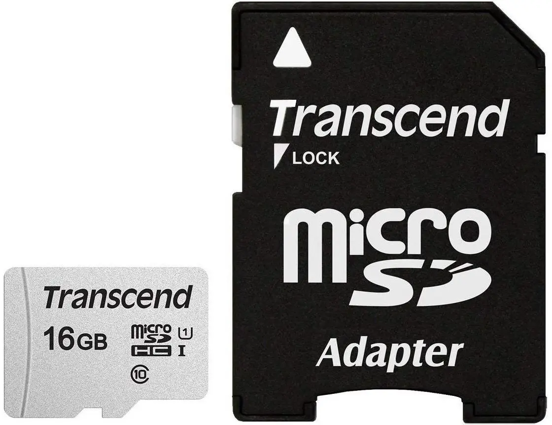 MEMORY MICRO SDHC 16GB W/ADAP/C10 TS16GUSD300S-A TRANSCEND