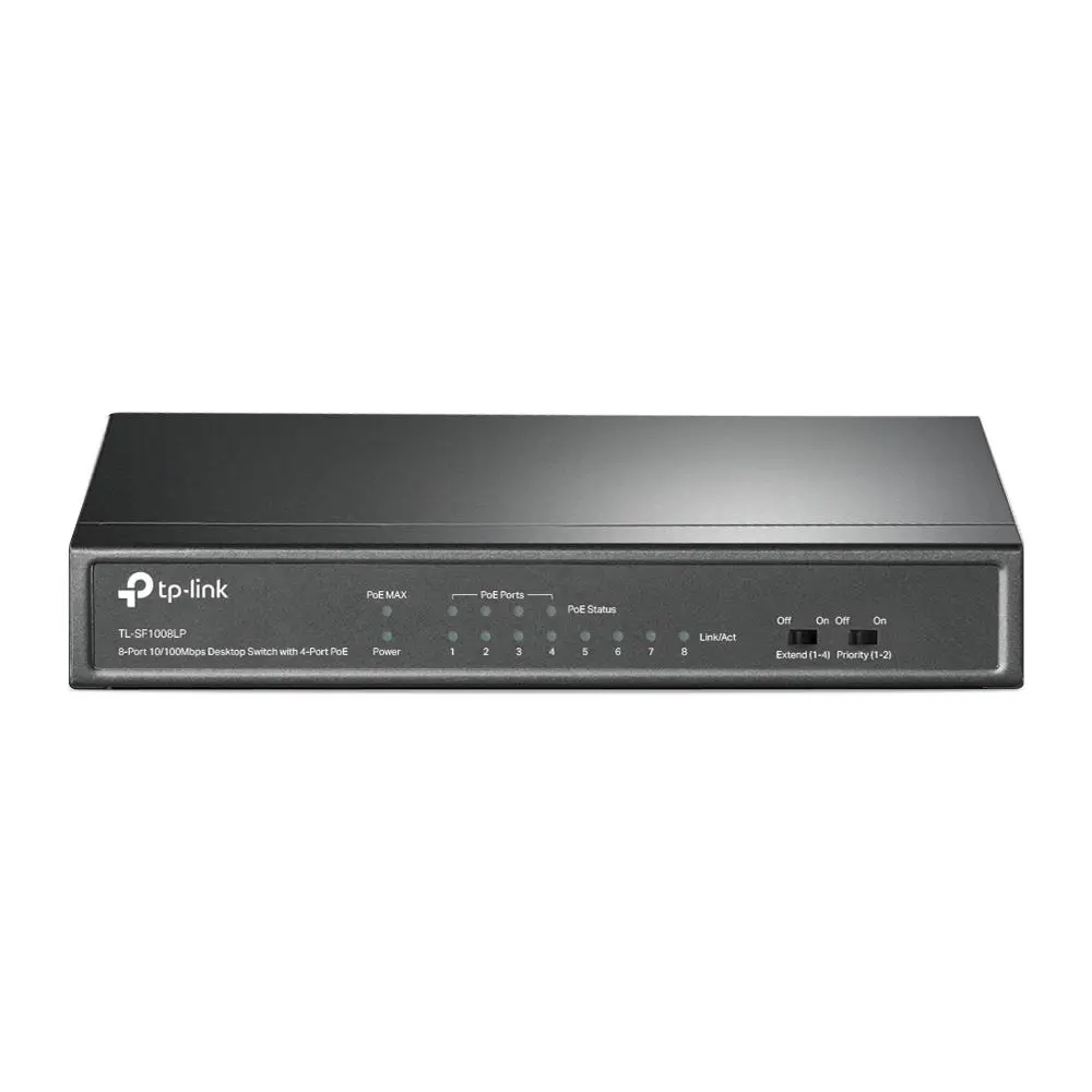Switch|TP-LINK|TP-Link TL-SF1008LP.|Switch type Unmanaged|8xRJ-45 ports|RJ-45 Ports Type Fast Ethernet (10/100)|8xFast Ethernet (copper) ports quantity|Power over Ethernet (PoE) Yes|4xPower over Ethernet (PoE) ports quantity|Total Power over Ethernet (PoE