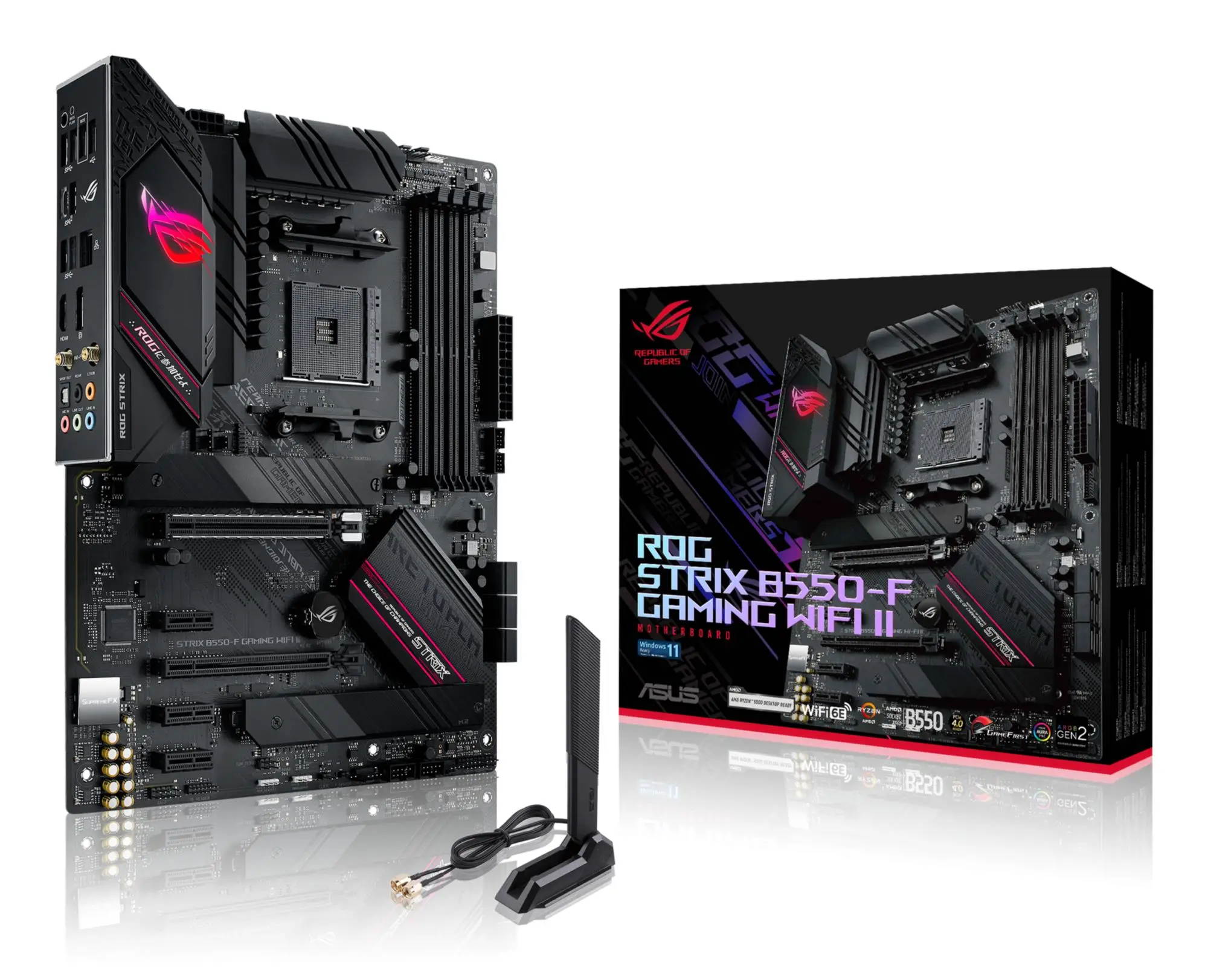 Mainboard|ASUS|AMD B550|SAM4|ATX|Memory DDR4|Memory slots 4|3xPCI-Express 3.0 1x|1xPCI-Express 3.0 4x|1xPCI-Express 4.0 16x|2xM.2|1xHDMI|1xDisplayPort|2xAudio-In|3xAudio-Out|2xUSB 2.0|5xUSB 3.2|1xUSB type C|1xOptical S/PDIF|1xRJ45|2xRF-Out|STRIXB550-FGAMW