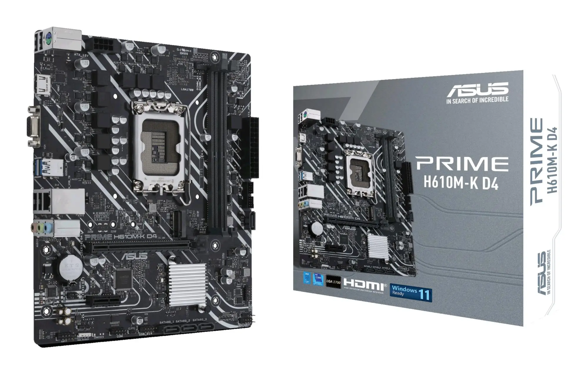 Mainboard|ASUS|Intel H610|LGA1700|MicroATX|Memory DDR4|Memory slots 2|1xPCI-Express 3.0 1x|1xPCI-Express 4.0 16x|1xM.2|1x15pin D-sub|1xHDMI|2xAudio-In|1xAudio-Out|4xUSB 2.0|2xUSB 3.2|1xPS/2|1xRJ45|PRIMEH610M-KD4