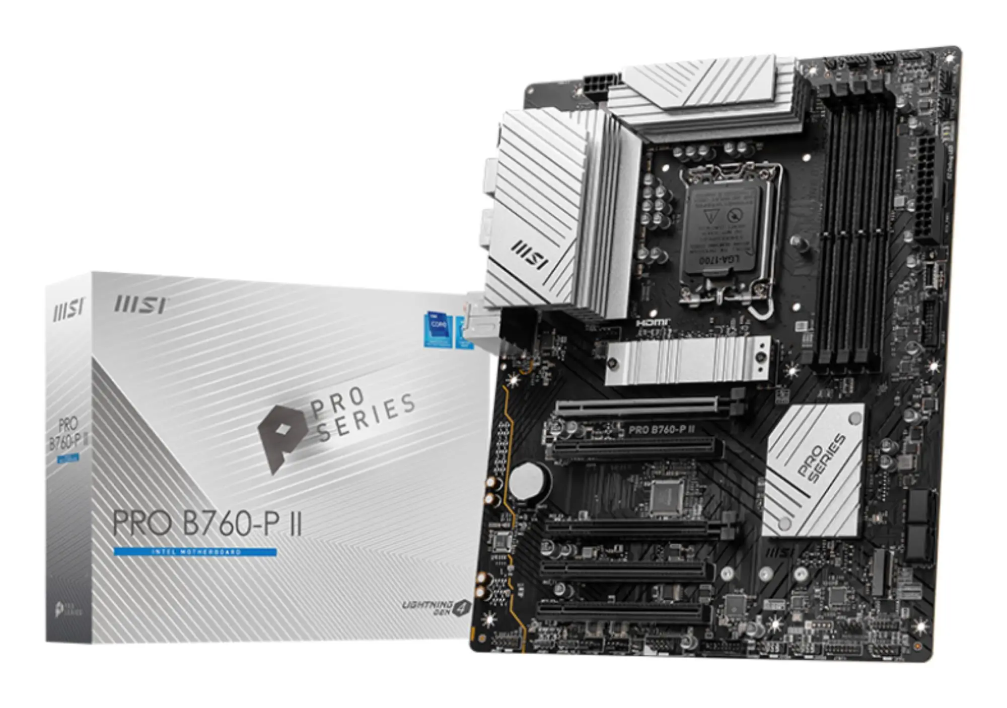 Mainboard|MSI|Intel B760 Express|LGA1700|Memory DDR5|Memory slots 4|5xPCI-Express 5.0 16x|2xM.2|1xHDMI|1xDisplayPort|2xUSB 2.0|2xUSB 3.2|1xUSB-C|1xOptical S/PDIF|1xRJ45|5xAudio port|PROB760-PII