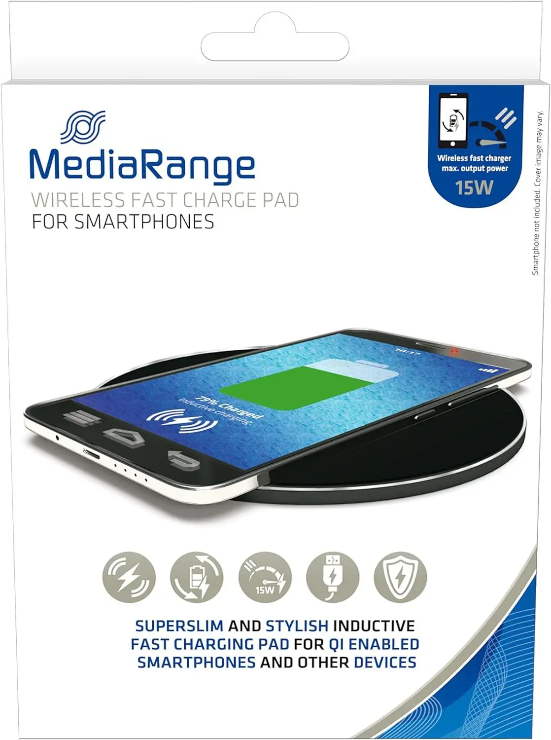 MOBILE CHARGER PAD WRL 15W/BLACK MRMA118 MEDIARANGE