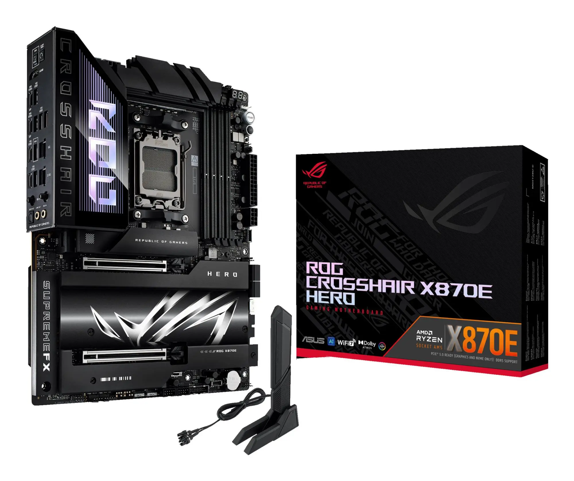 Mainboard|ASUS|AMD X870E|SAM5|ATX|Memory DDR5|Memory slots 4|2xPCI-Express 4.0 16x|2xPCI-Express 5.0 16x|4xM.2|1xHDMI|1xAudio-In|1xAudio-Out|6xUSB 3.2|2xUSB-C|2xUSB4|1xOptical S/PDIF|1xRJ45|ROGCROSSHAIRX870EHERO