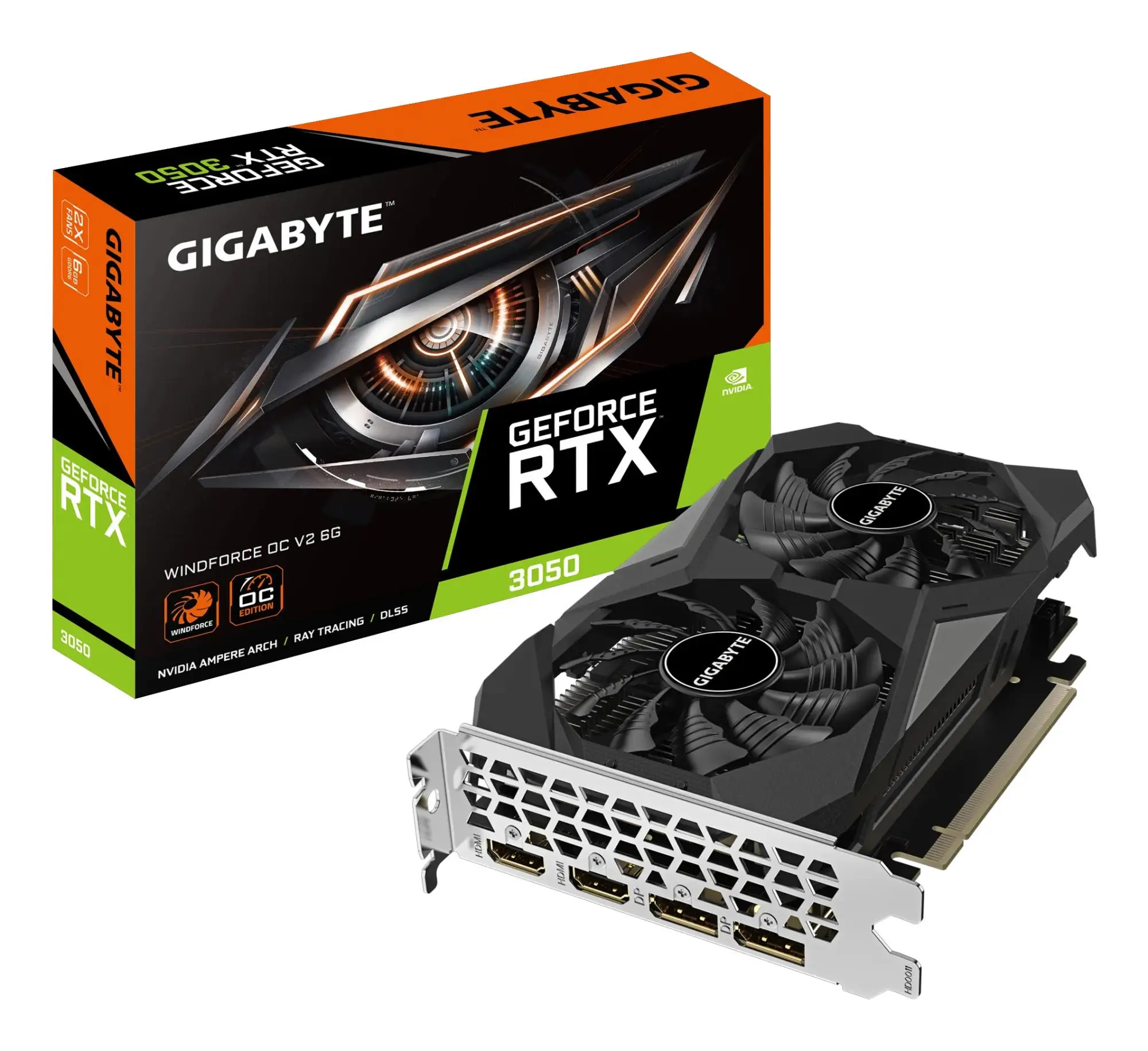 Graphics Card|GIGABYTE|NVIDIA|GeForce RTX 3050|1477 MHz|6 GB|GDDR6|96 bit|PCI Express 4.0|Active|GV-N3050WF2OCV2-6GD