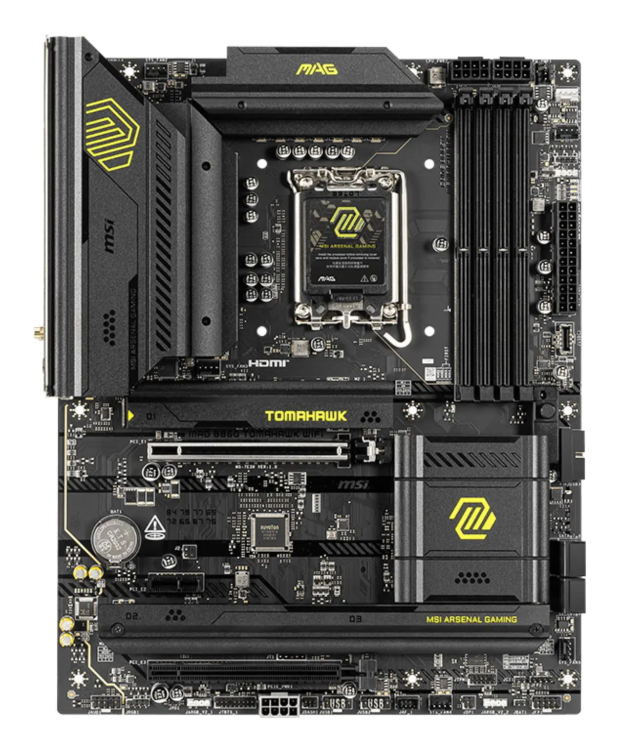 Mainboard|MSI|Intel B860 Express|LGA1851|ATX|Memory DDR5|Memory slots 4|1xPCI-Express 4.0 1x|1xPCI-Express 4.0 4x	|1xPCI-Express 5.0 16x|3xM.2|1xHDMI|1xDisplayPort|8xUSB 2.0|6xUSB 3.2|3xUSB-C|1xOptical S/PDIF|1xRJ45|3xAudio port|1xThunderbolt|MAGB860TOMAH