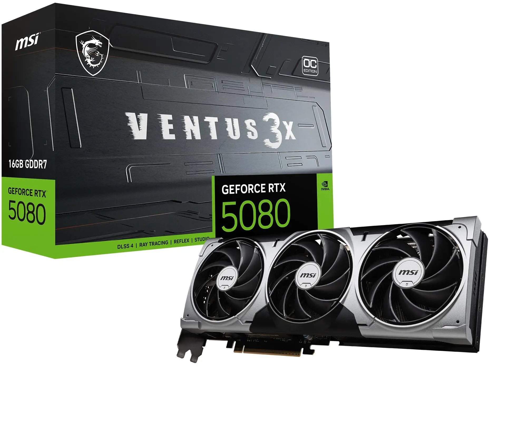 Graphics Card|MSI|NVIDIA GeForce RTX 5080|16 GB|GDDR7|256 bit|PCIE 5.0 16x|Dual Slot Fansink|1xHDMI|3xDisplayPort|RTX508016GVENTUS3XOC