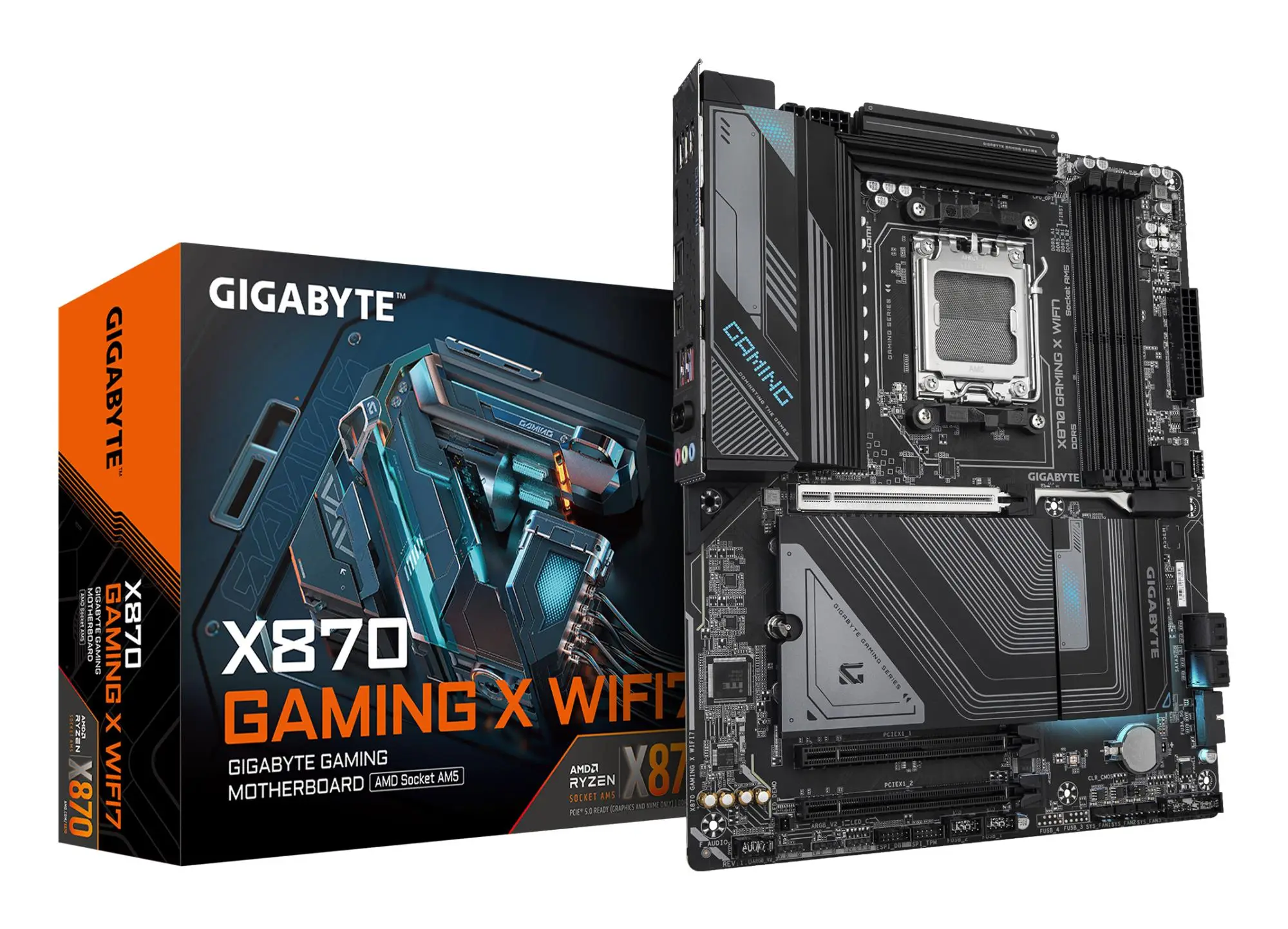 Mainboard|GIGABYTE|AMD X870|Socket AM5|ATX|RAM DDR5-SDRAM|4xSlots|Wi-Fi Yes|Bluetooth Yes|2xPCI Express x4 slots|3xNumber of M.2 (M) slots|X870 GAMING X WIFI7 1.1|X870GAMINGXWIFI71.1