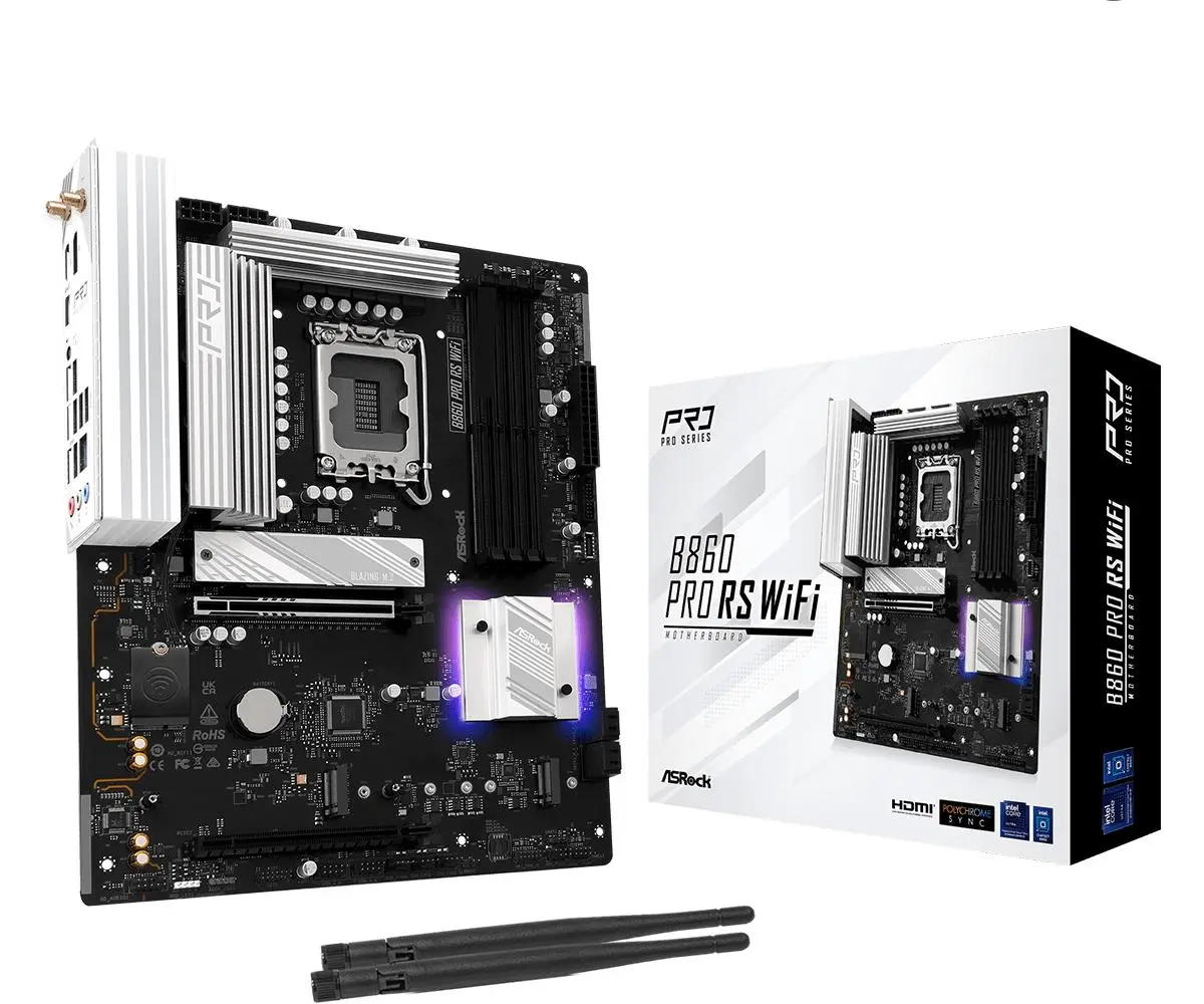 Mainboard|ASROCK|Memory DDR5|Memory slots 4|1xPCI-Express 4.0 16x|1xPCI-Express 5.0 16x|1xM.2|1xHDMI|1xDisplayPort|1xAudio-In|1xAudio-Out|1xMicrophone|2xUSB 2.0|6xUSB 3.2|1xUSB-C|1xRJ45|B860PRORSWIFI