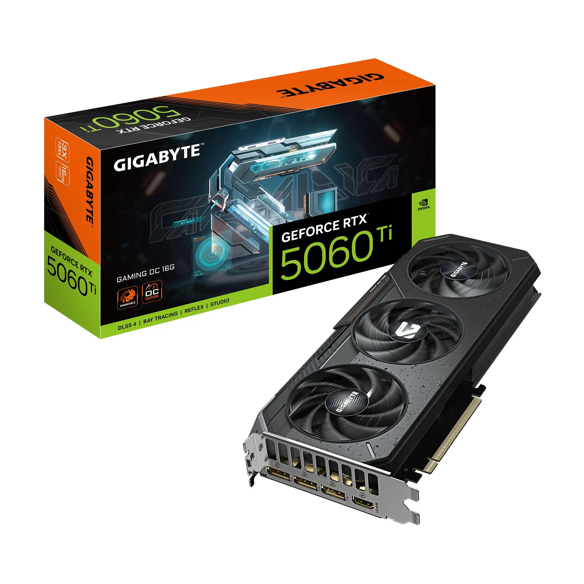 Graphics Card|GIGABYTE|NVIDIA GeForce RTX 5060 Ti|16 GB|GDDR7|128 bit|PCIE 5.0 16x|GPU 2647 MHz|Triple slot Heatpipe|N506TGAMINGOC-16GD1.0
