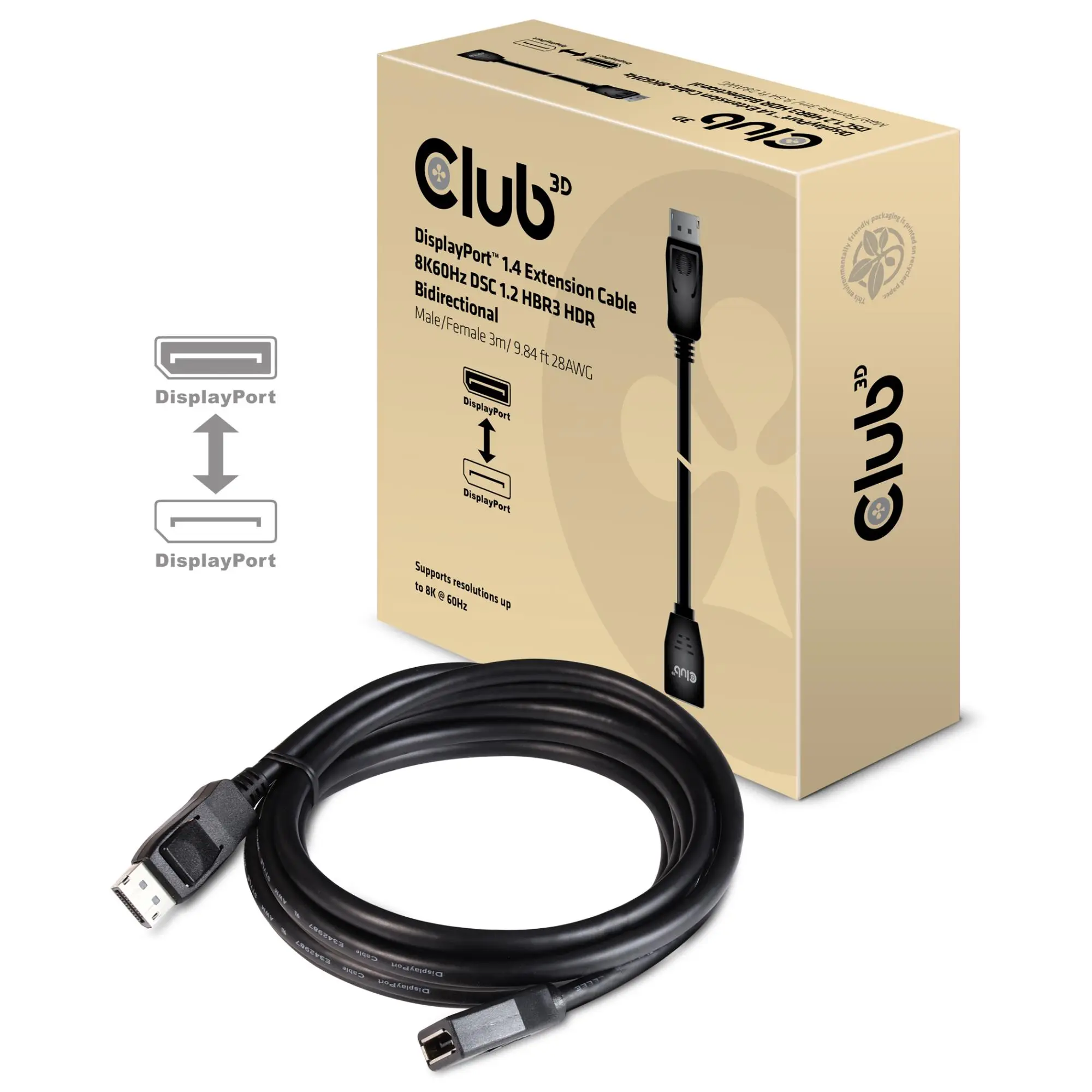 CABLE DP TO DP 3M/M/F CAC-1023 CLUB3D