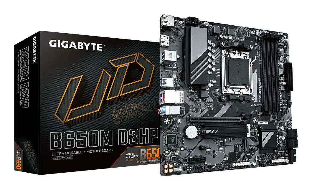 Mainboard|GIGABYTE|AMD B650|Socket AM5|micro ATX|RAM DDR5-SDRAM|4xSlots|2xNumber of M.2 (M) slots|B650M D3HP (rev. 1.3)|B650MD3HP1.3