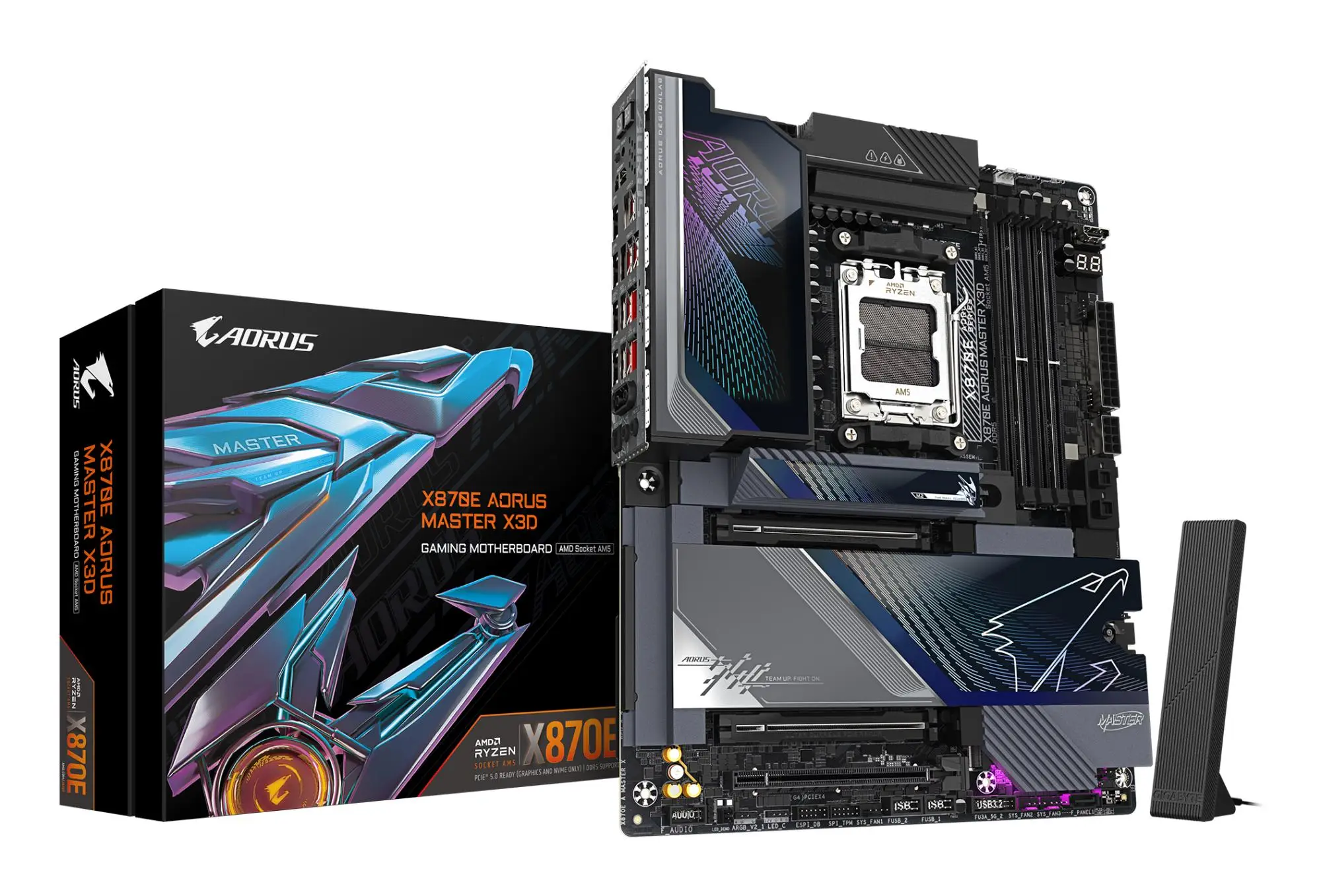 Mainboard|GIGABYTE|AMD X870E|Socket AM5|ATX|RAM DDR5-SDRAM|4xSlots|Wi-Fi Yes|Bluetooth Yes|5xNumber of M.2 (M) slots|GIGABYTE X870E AORUS MASTER X3D|X870EAMASTERX