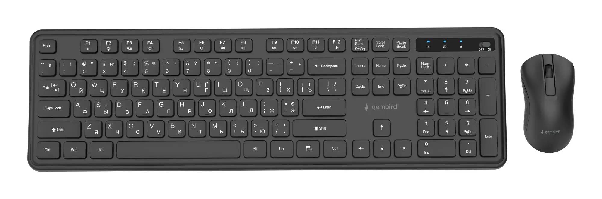 KEYBOARD +MOUSE WRL CYRILLIC/BK KBS-WPS-01-CYRL GEMBIRD