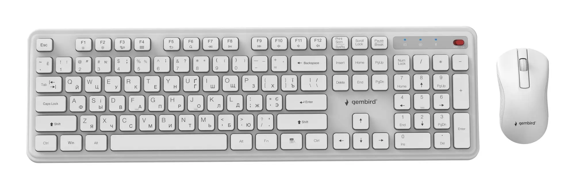 KEYBOARD +MOUSE WRL CYRILLIC/WH KBS-WPS-01-W-CYRL GEMBIRD
