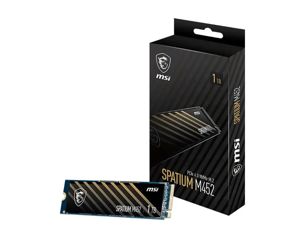SSD|MSI|300xTBW rating|MTBF 1500000 h|Read speed 3600 MB/s|Write speed 3100 MB/s|NVMe Yes|PCI Express 4.0|M.2|1000 GB|SPATIUM M452|S78-440L970-P83