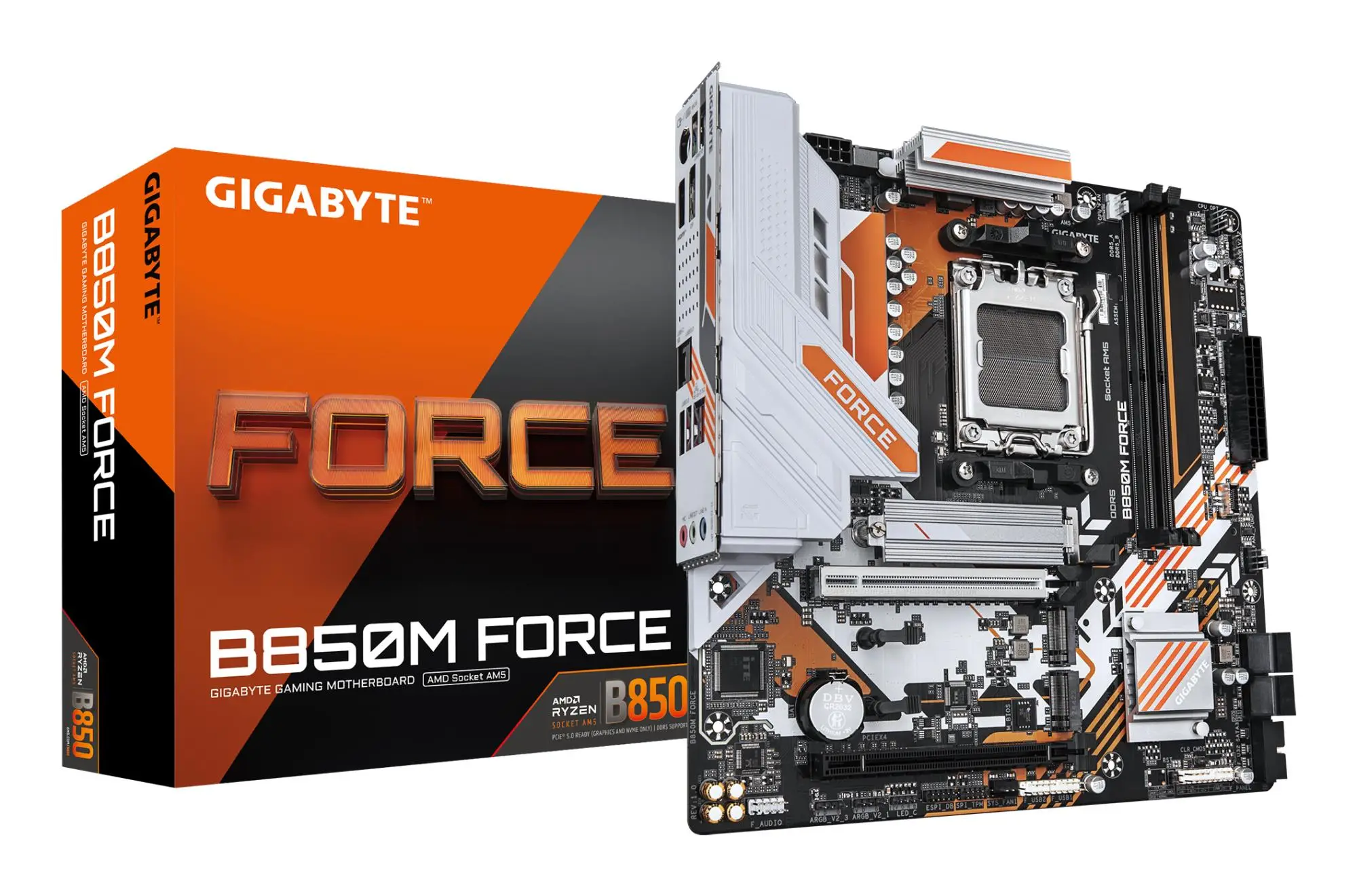 Mainboard|GIGABYTE|AMD B850|Socket AM5|micro ATX|RAM DDR5-SDRAM|2xSlots|3xNumber of M.2 (M) slots|B850M FORCE (Rev. 1.2)|B850MFORCE1.2