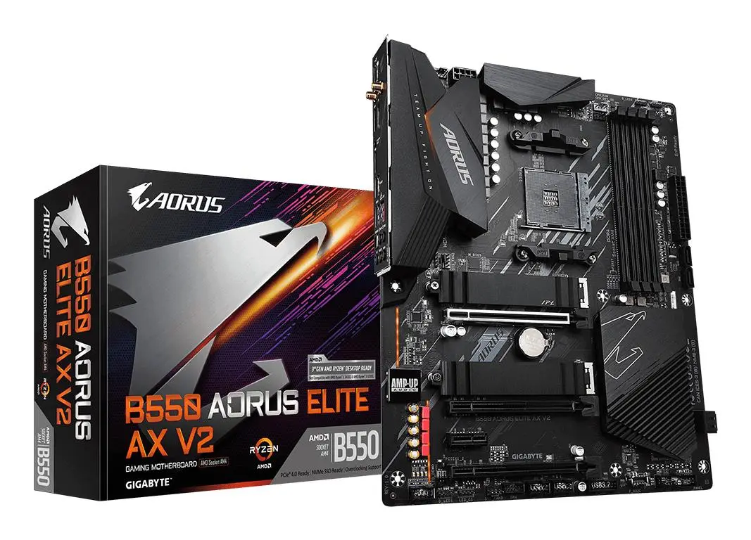 Mainboard|GIGABYTE|AMD B550|Socket AM4|ATX|RAM DDR4-SDRAM|4xSlots|Wi-Fi Yes|Bluetooth Yes|2xNumber of M.2 (M) slots|GIGABYTE B550 AORUS ELITE AX V2 (Rev. 1.6)|B550AORUSELITEAXV21.6