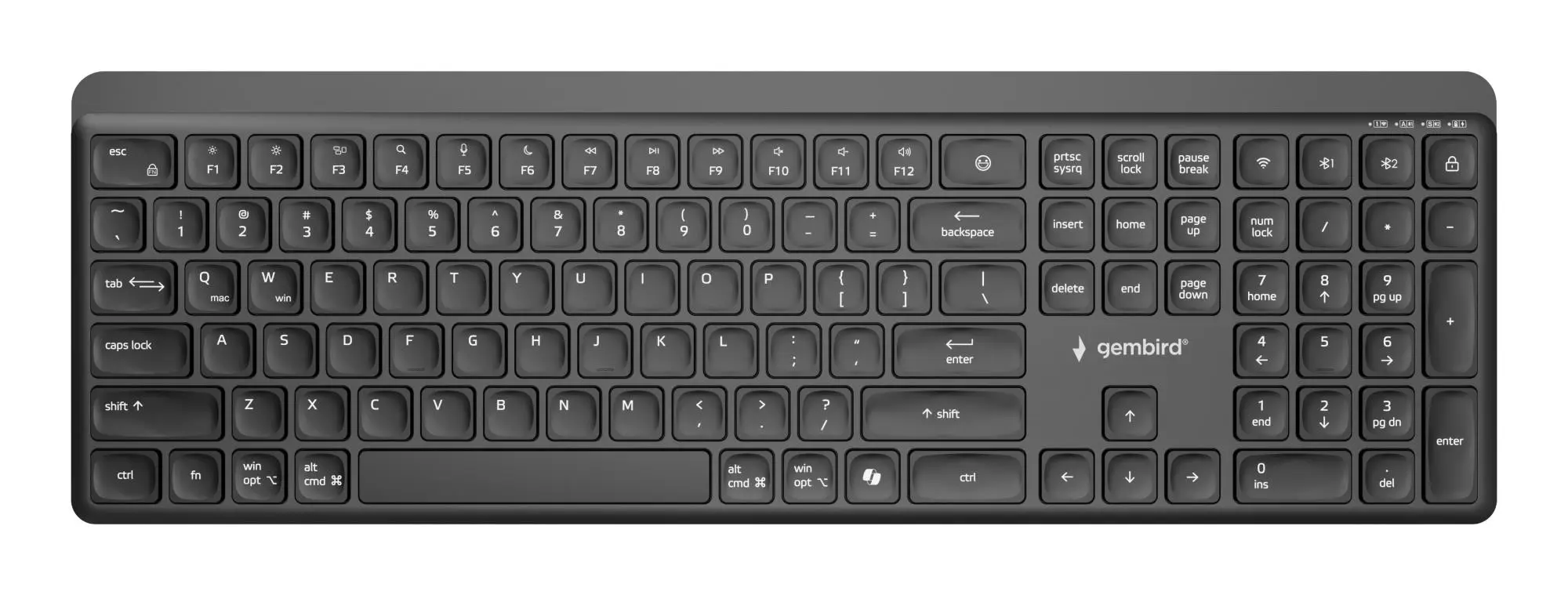 KEYBOARD WRL SLIM 2.4G+BT US/KB-WPS-03 GEMBIRD