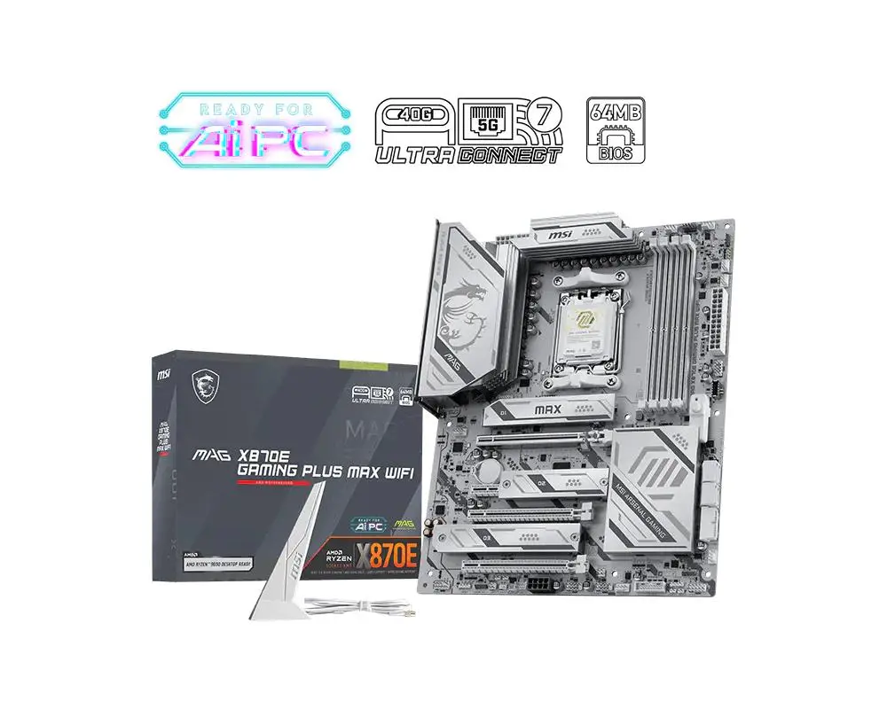 Mainboard|MSI|AMD X870E|Socket AM5|ATX|RAM DDR5-SDRAM|4xSlots|Wi-Fi Yes|Bluetooth Yes|3xNumber of M.2 (M) slots|X870EGAMINPLUSMAXWIFI