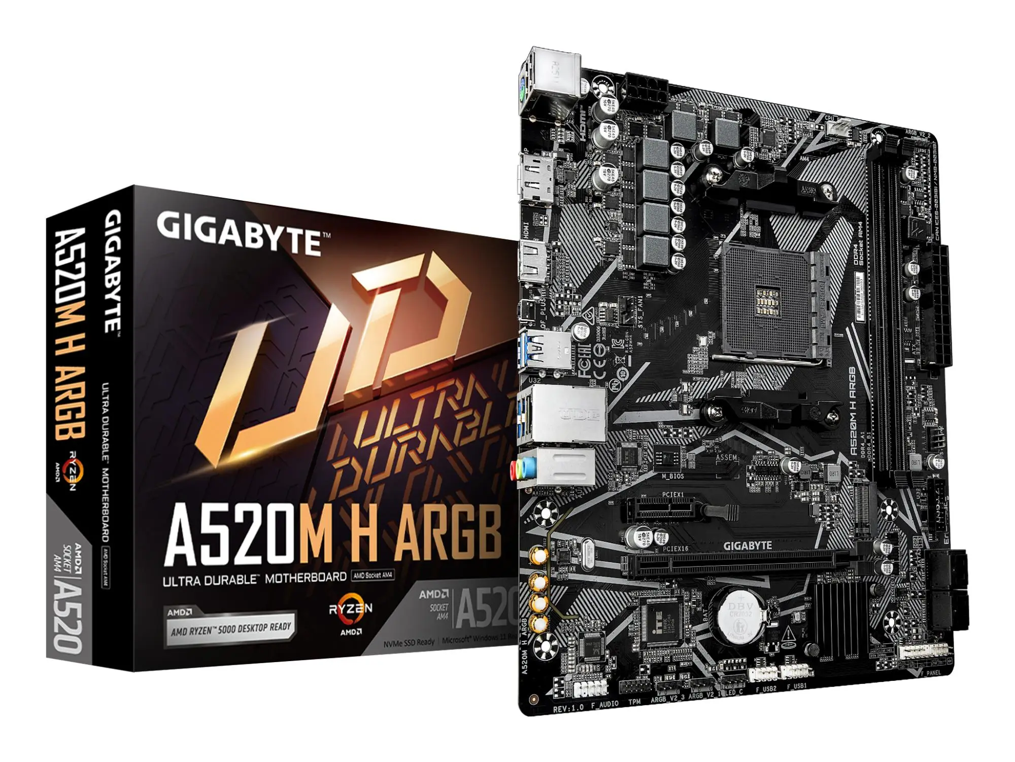 Mainboard|GIGABYTE|AMD A520|Socket AM4|micro ATX|RAM DDR4-SDRAM|2xSlots|1xNumber of M.2 (M) slots|A520MHARGB