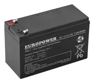 BATTERY 12V 7.2AH VRLA/EP7.2-12 T2 EUROPOWER EMU