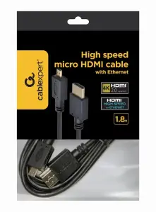 CABLE HDMI-MICRO HDMI 1.8M/V.2.0 BLK CC-HDMID-6 GEMBIRD