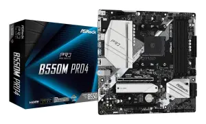 Mainboard|ASROCK|AMD B550|SAM4|MicroATX|1xPCI-Express 3.0 1x|1xPCI-Express 3.0 16x|1xM.2|1xPCI-Express 4.0 16x|Memory DDR4|Memory slots 4|1x15pin D-sub|1xHDMI|1xDisplayPort|2xUSB 2.0|1xUSB type C|5xUSB 3.2|1xPS/2|1xRJ45|3xAudio port|B550MPRO4