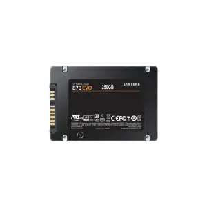 SSD|SAMSUNG|870 EVO|250GB|SATA|MLC|Write speed 530 MBytes/sec|Read speed 560 MBytes/sec|2,5"|TBW 150 TB|MTBF 1500000 hours|MZ-77E250B/EU
