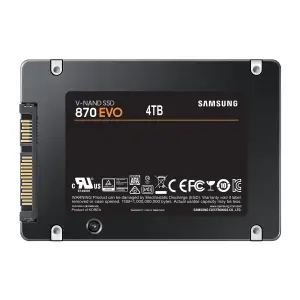 SSD|SAMSUNG|870 EVO|4TB|SATA|SATA 3.0|MLC|Write speed 530 MBytes/sec|Read speed 560 MBytes/sec|2,5"|TBW 2400 TB|MTBF 1500000 hours|MZ-77E4T0B/EU