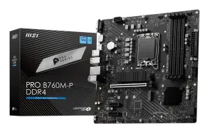 Mainboard|MSI|Intel B760 Express|LGA1700|Micro-ATX|Memory DDR4|Memory slots 4|2xPCI-Express 1x|1xPCI-Express 16x|2xM.2|1x15pin D-sub|1xHDMI|1xDisplayPort|4xUSB 2.0|1xUSB 3.2|1xUSB-C|2xPS/2|1xRJ45|3xAudio port|PROB760M-PDDR4