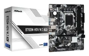 Mainboard|ASROCK|Intel B760 Express|LGA1700|Micro-ATX|Memory DDR4|Memory slots 2|2xPCI-Express 3.0 1x|1xPCI-Express 4.0 16x|2xM.2|1x15pin D-sub|1xHDMI|1xDisplayPort|2xUSB 2.0|3xUSB 3.2|1xUSB-C|1xPS/2|1xRJ45|3xAudio port|B760M-HDV/M.2D4