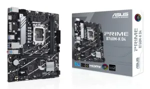 Mainboard|ASUS|Intel B760 Express|LGA1700|Micro-ATX|Memory DDR4|Memory slots 2|2xPCI-Express 4.0 1x|1xPCI-Express 4.0 16x|2xM.2|1x15pin D-sub|1xHDMI|2xUSB 2.0|4xUSB 3.2|1xPS/2|1xRJ45|3xAudio port|PRIMEB760M-KD4
