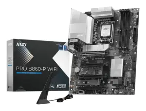 Mainboard|MSI|Intel B860 Express|LGA1851|ATX|Memory DDR5|Memory slots 4|2xPCI-Express 4.0 1x|1xPCI-Express 4.0 4x	|1xPCI-Express 5.0 16x|3xM.2|1xHDMI|1xDisplayPort|8xUSB 2.0|2xUSB 3.2|1xUSB-C|1xRJ45|3xAudio port|1xThunderbolt|PROB860-PWIFI