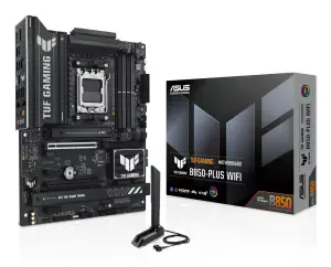 Mainboard|ASUS|AMD B850|SAM5|ATX|Memory DDR5|Memory slots 4|2xPCI-Express 4.0 1x|1xPCI-Express 4.0 16x|1xPCI-Express 5.0 16x|3xM.2|1xHDMI|1xDisplayPort|2xUSB 2.0|4xUSB 3.1|3xUSB 3.2|1xUSB-C|1xRJ45|5xAudio port|TUFGAMINGB850-PLUSWIFI