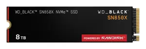 SSD|SANDISK|4800xTBW rating|Read speed 7200 MB/s|Write speed 6600 MB/s|NVMe Yes|PCI Express 4.0|M.2|8000 GB|POWERED BY SANDISK|Black SN850X|WDS800T2X0E
