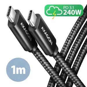 CABLE USB-C TO USB-C 1M 240W/BRAID BLK BUCM2-CM10AB AXAGON