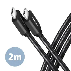 CABLE USB-C TO USB-C 2M 60W/BLACK BUCM3-CM20AB AXAGON