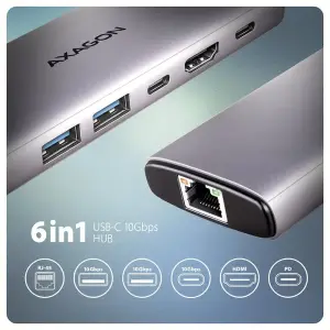 I/O HUB USB-C 6IN1 10GBPS/0.15M HMC-6G2L AXAGON