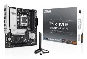 Mainboard|ASUS|AMD B850|SAM5|Micro-ATX|Memory DDR5|Memory slots 4|1xPCI-Express 4.0 16x|1xPCI-Express 5.0 16x|3xM.2|1xHDMI|2xDisplayPort|4xUSB 2.0|4xUSB 3.2|1xRJ45|3xAudio port|PRIMEB850M-AWIFI