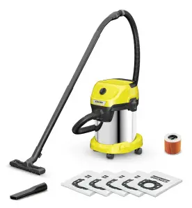 Vacuum Cleaner|KARCHER|Wet and dry vacuum cleaner WD 3 S V-17/4/20 + 4 FB|1000 Watts|Suction power 230W|Capacity 17 l|Noise 74 dB|Yellow|Weight 4.8 kg|1.628-152.0
