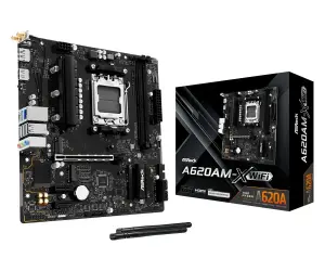 Mainboard|ASROCK|AMD A620|Socket AM5|micro ATX|RAM DDR5-SDRAM|2xSlots|Wi-Fi Yes|Bluetooth Yes|1xNumber of M.2 (M) slots|A620AM-XWIFI