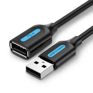 CABLE USB2.0 MALE TO FEMALE/1M BLACK CBIBF VENTION