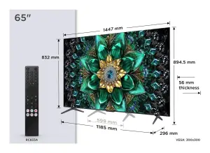 TV Set|TCL|65 "|4K Ultra HD|3840 x 2160 pixels|Flat|16:9|QD-Mini LED|65Q6C