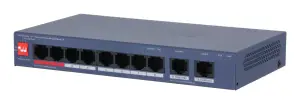 Switch|DAHUA|DH-CS4010-8ET2GT-110|Switch layer L2|8xRJ-45 ports|RJ-45 Ports Type Fast Ethernet (10/100)|2xGigabit Ethernet (copper) ports quantity|8xPower over Ethernet (PoE) ports quantity|Total Power over Ethernet (PoE) budget 110 W|CS4010-8ET2GT-110