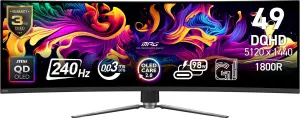 Monitor|MSI|49 "|5120 x 1440 pixels|Dual QHD|Native aspect ratio 32:9|QD-OLED|Curved|MPG491CQPXQD-OLED