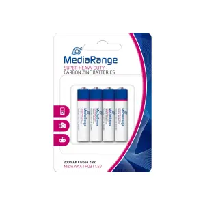 BATTERY CARBON-ZINC AAA 1.5V/4PCS MRBAT141 MEDIARANGE