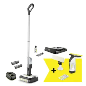 Vacuum Cleaner|KARCHER|FC 2-4 + WV 4-4 Set|Dry&wet|Electric mop|Black/Silver|Bagless|Battery| 2.2 kg|9.791-983.0