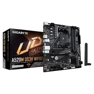 Mainboard|GIGABYTE|AMD A520|Socket AM4|micro ATX|RAM DDR4-SDRAM|4xSlots|Wi-Fi Yes|Bluetooth Yes|1xNumber of M.2 (M) slots|A520MDS3HWF6E